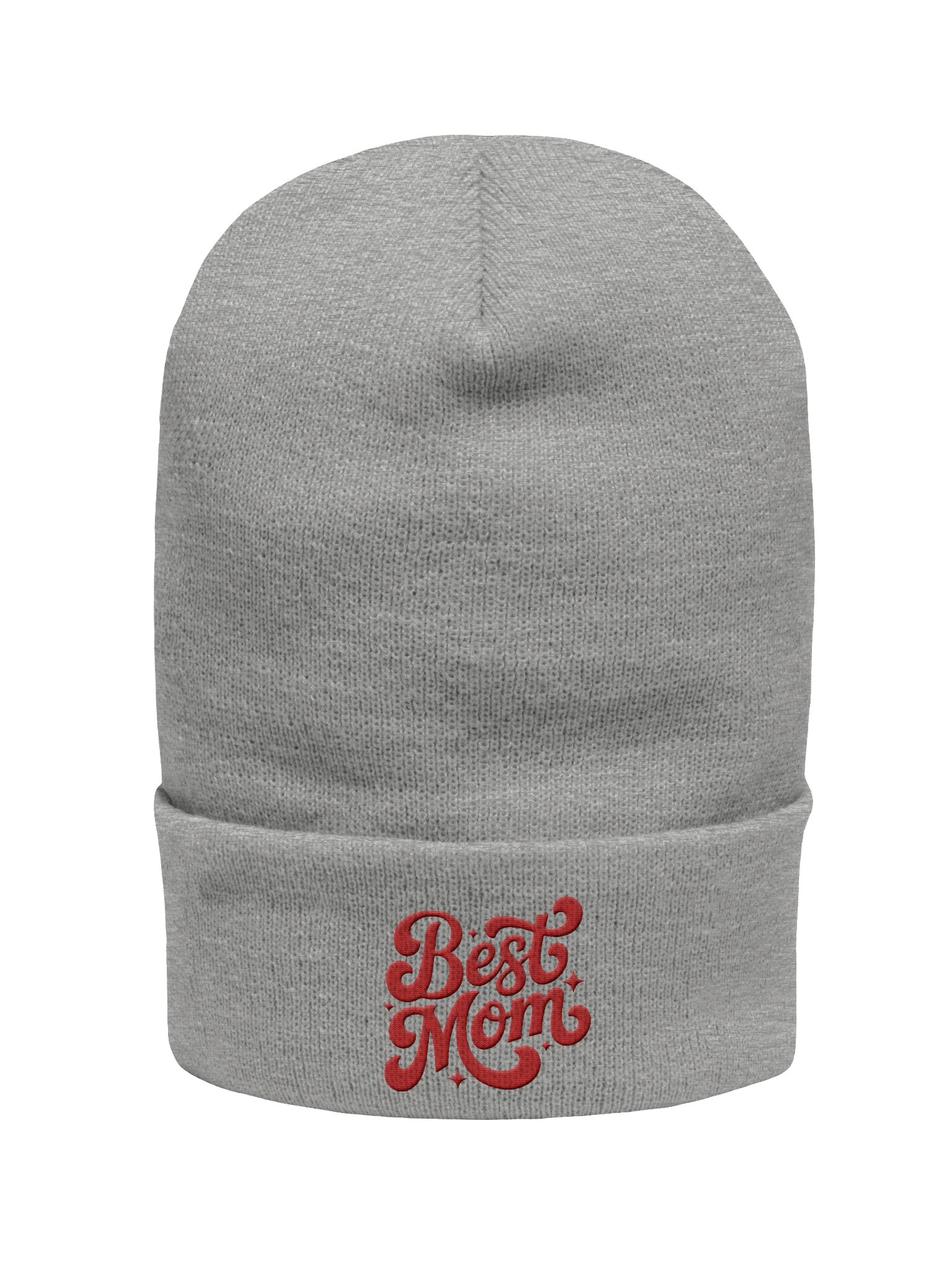 Best Mom Red Hand-Lettered Cuffed Beanie — MVprod product image (4)