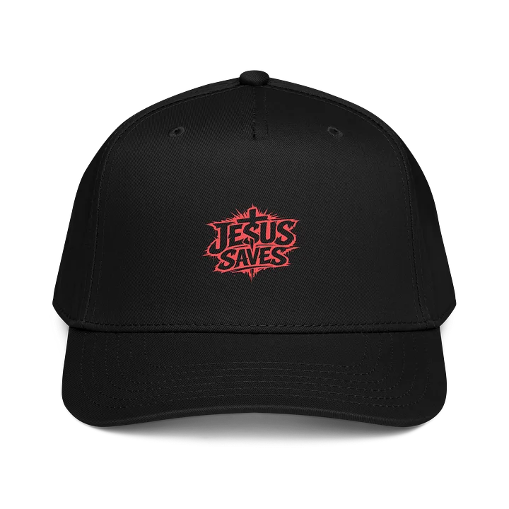 Jesus Saves Baseball Cap (red text) product image (1)