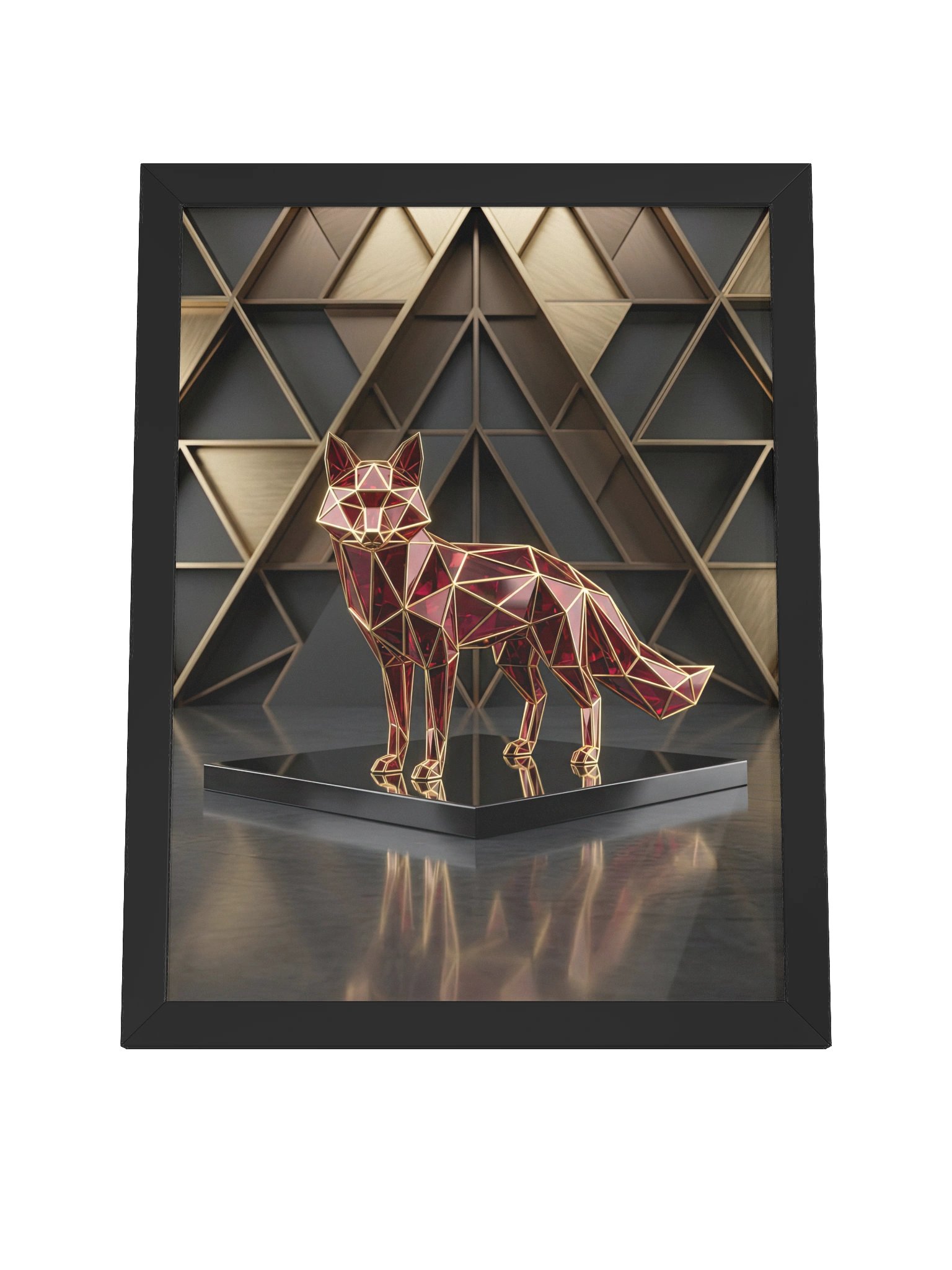 Luxurious Geometric Fox Framed Poster - Neo-Deco Opulent Wall Art product image (4)
