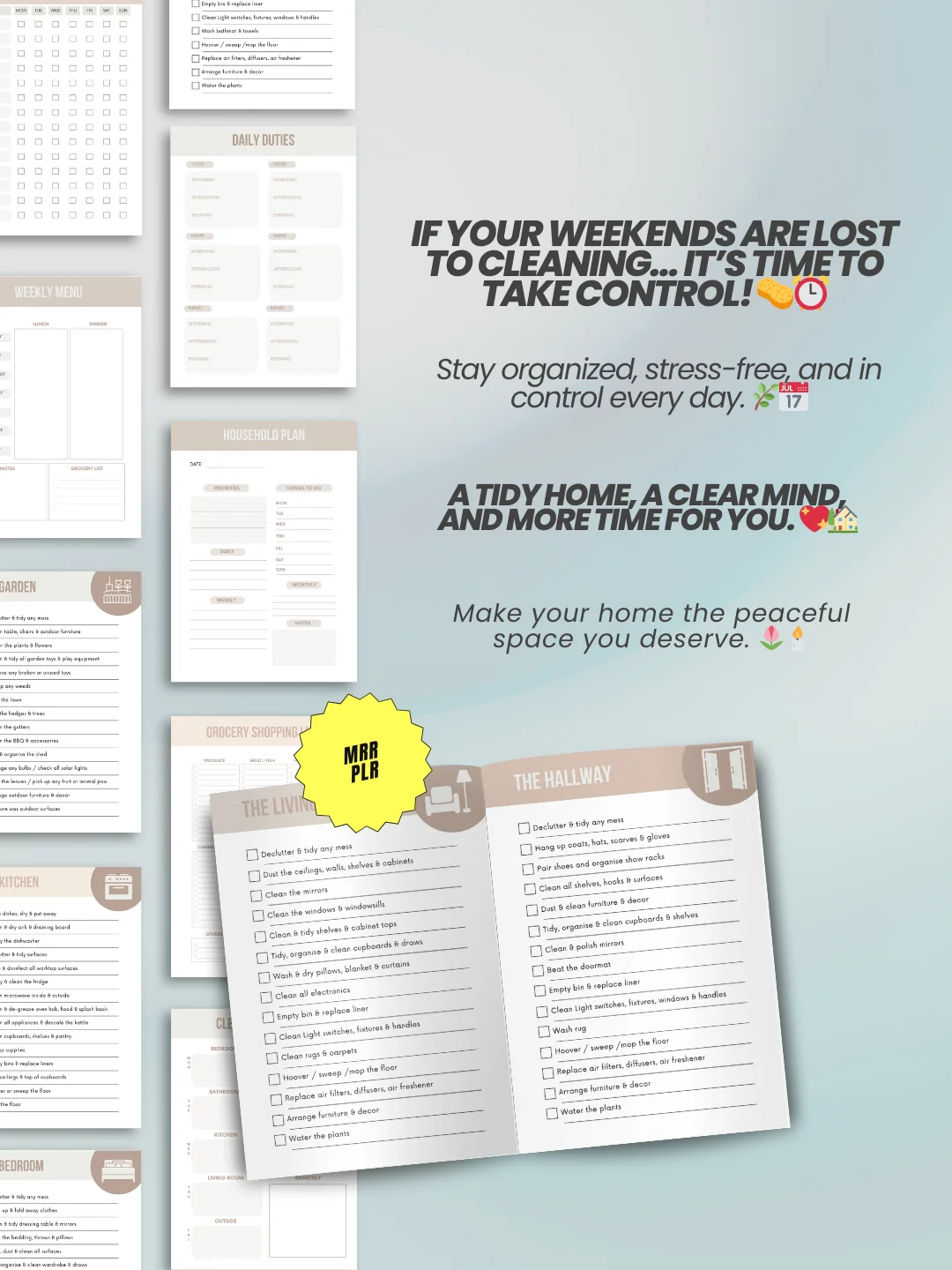 Cleaning Schedule & Family Chore Chart Digital Planner | MRR PLR Bundle product image (3)