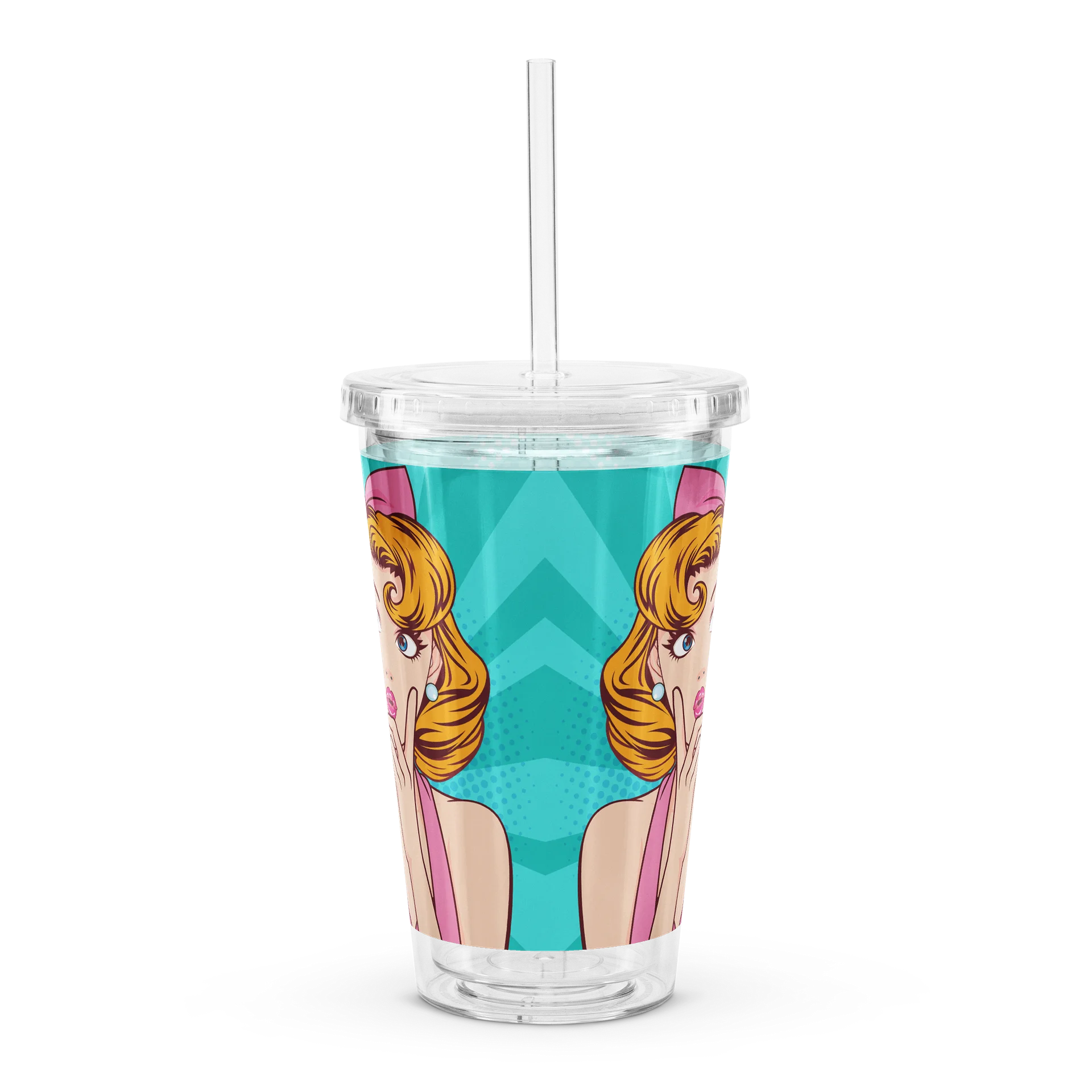 Retro Pink and Teal Glam Girl Acrylic Tumbler product image (3)