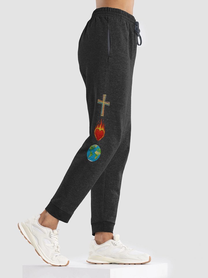 Colorful Cross Burning Heart Globe Art Unisex Joggers product image (1)