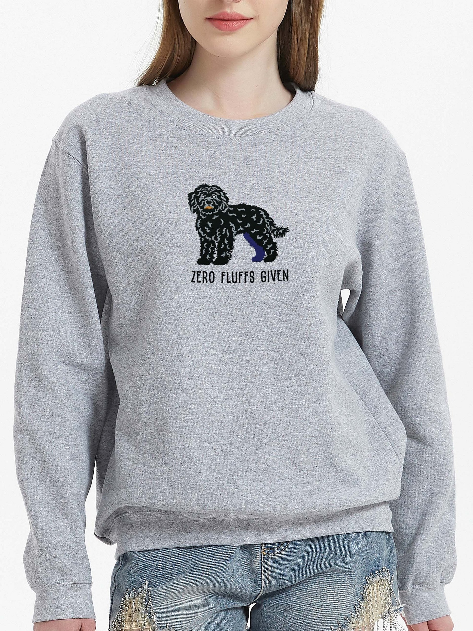 Zero Fluffs Given Sweatshirt (Embroidered) of a Cockapoo(Black) product image (2)