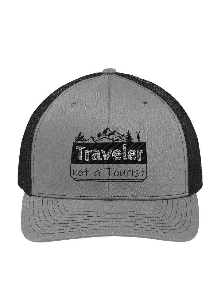 Traveler not a Tourist | Adventure Motorcycle Trucker Hat Embroidered product image (1)