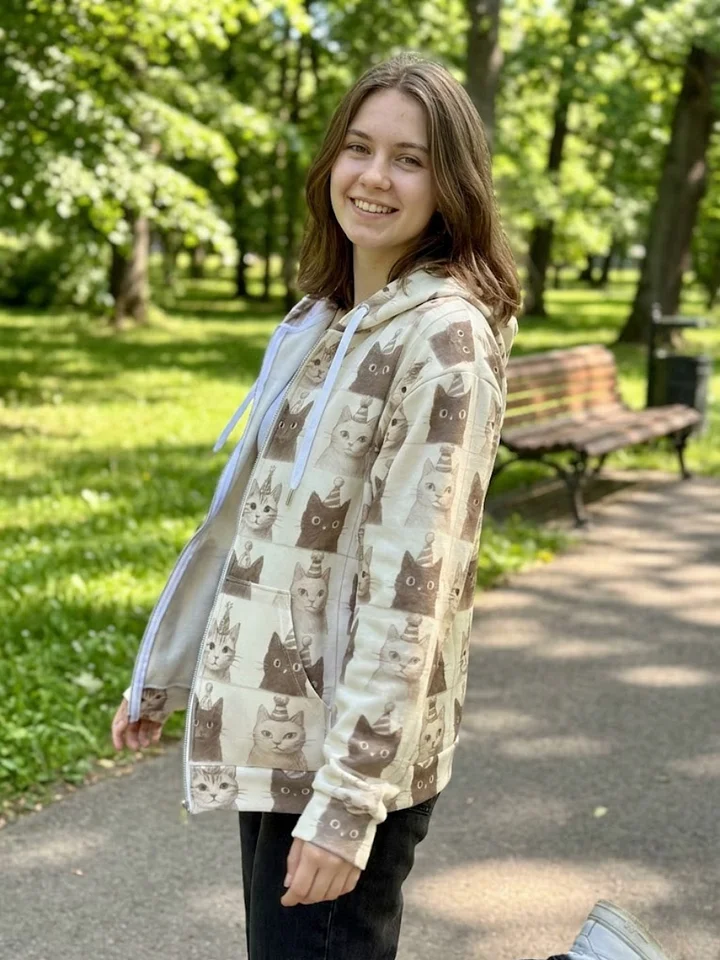 Whimsical Cat Party Unisex Zip Hoodie product image (1)