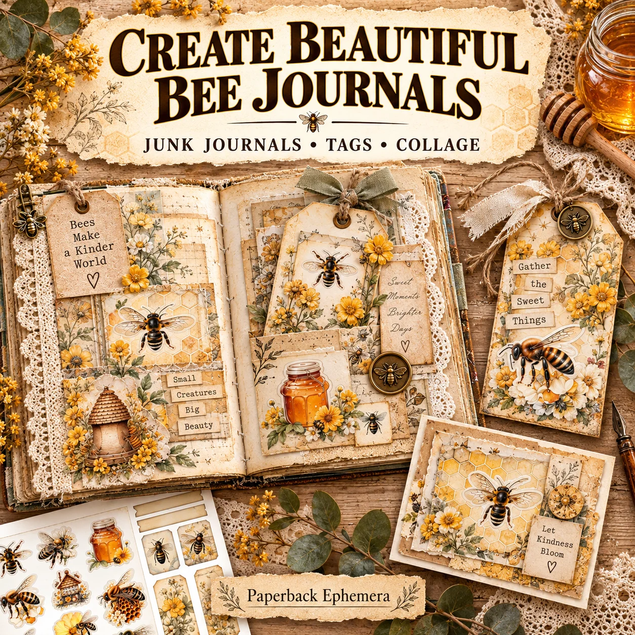 Vintage Bee & Honey Ephemera Printable PDF – 14 Pages product image (3)
