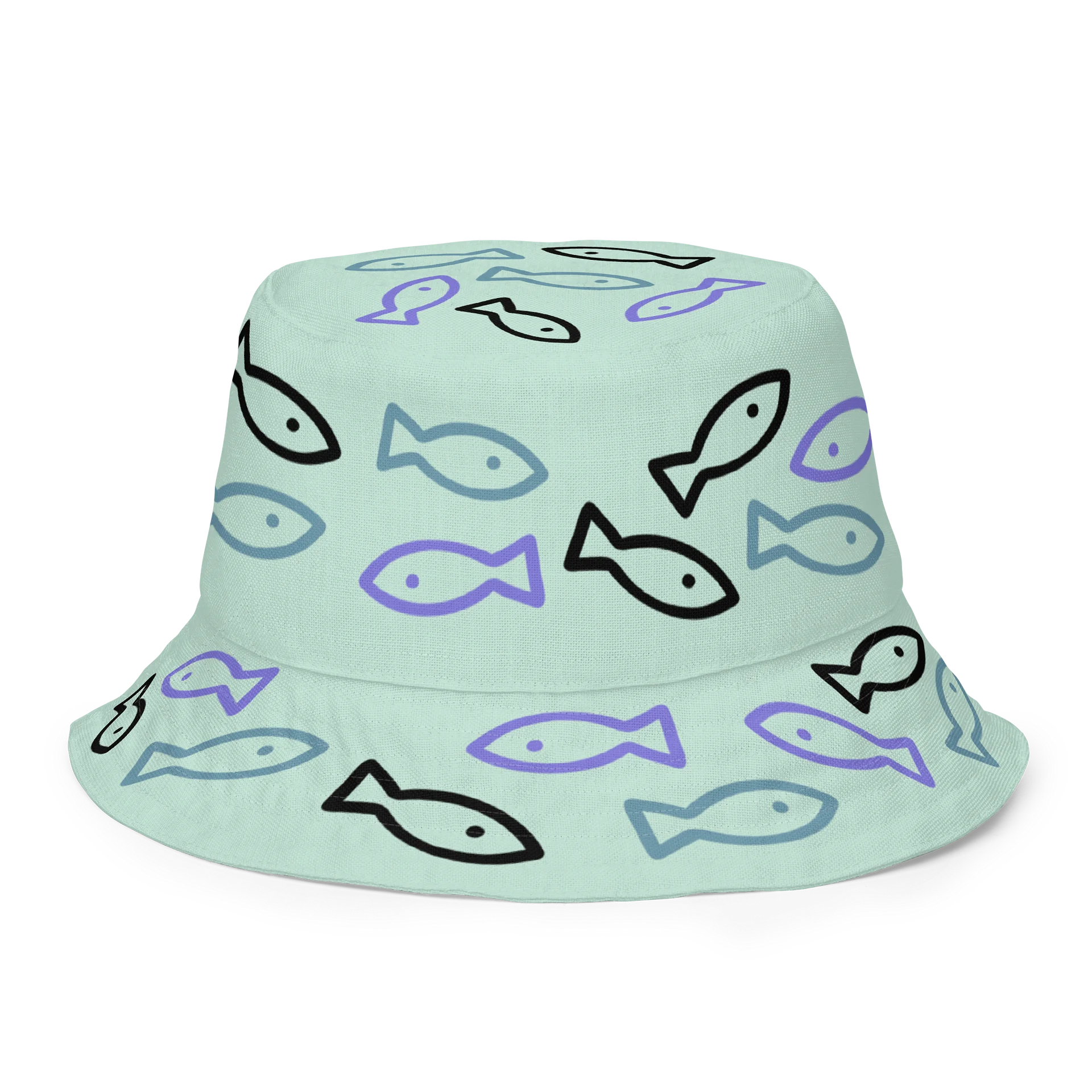 Mint Playful Fish All-Over Print Reversible Bucket Hat product image (8)