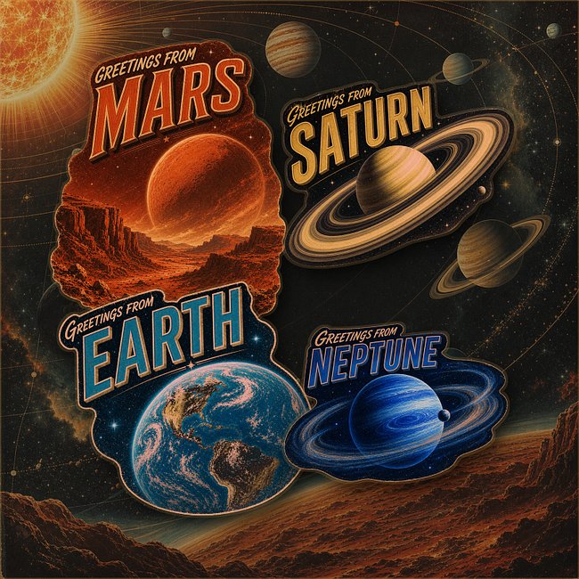 Greeting from Planets t-shirts