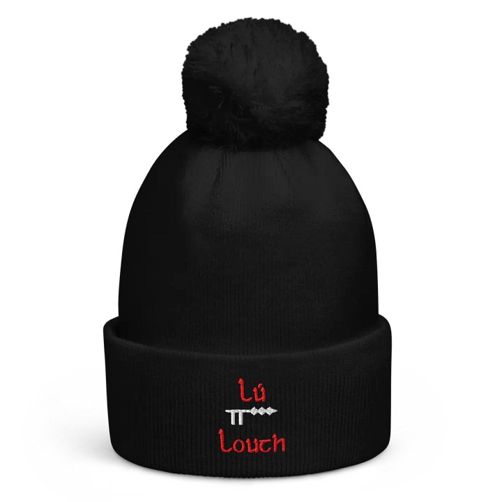 Louth/Lú Scholastic style Ogham embroidered Pom-Pom Beanie product image (1)