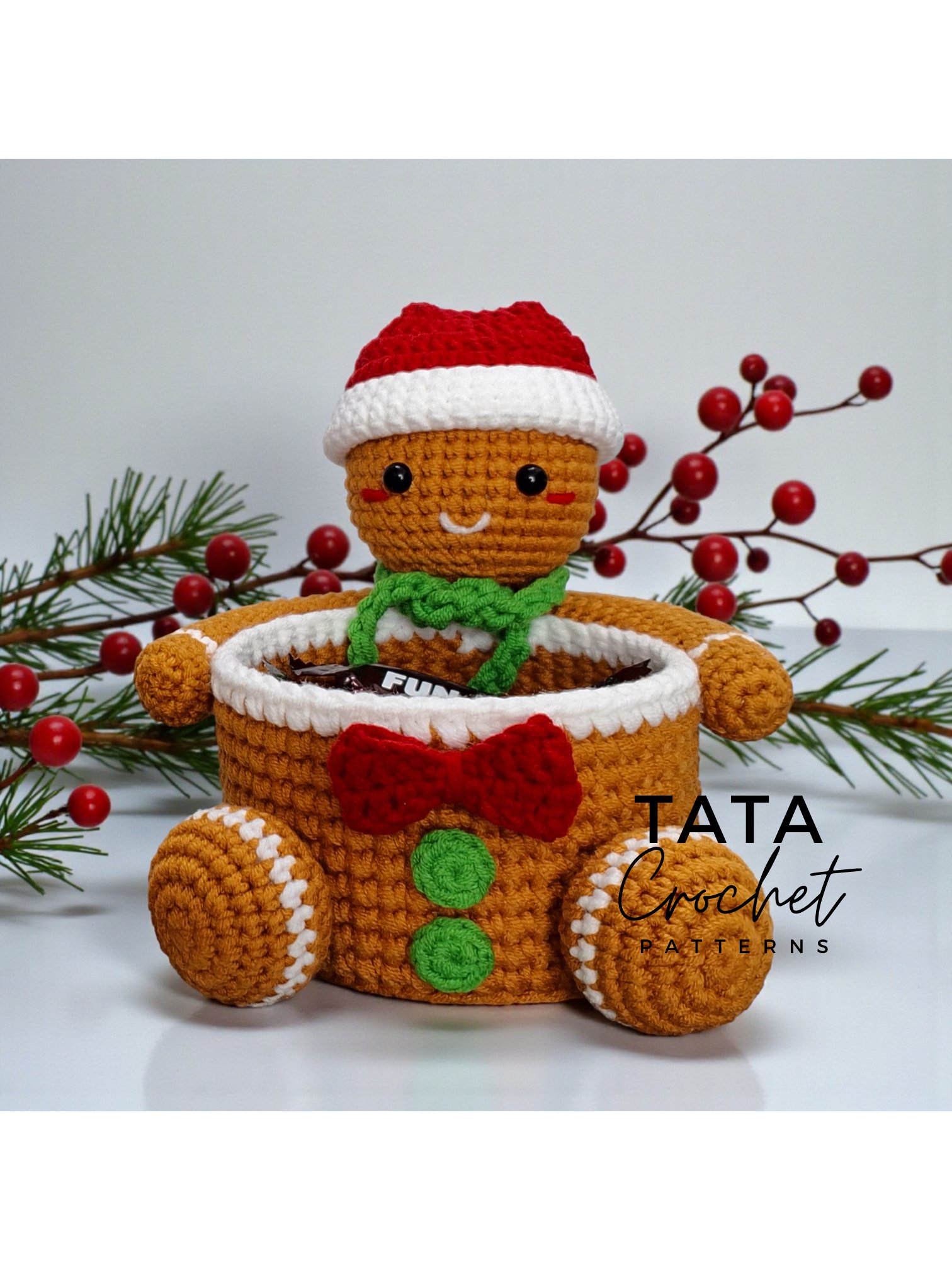 PDF Pattern -♡- Crochet Gingerbread Man Basket product image (2)