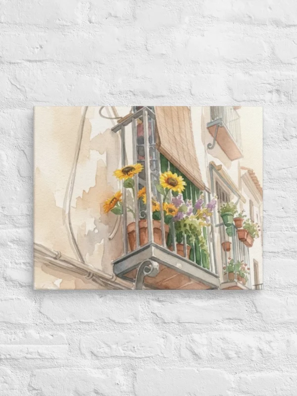 Mediterranean Spanish Village Watercolor Wall Art Canvas product image (1)