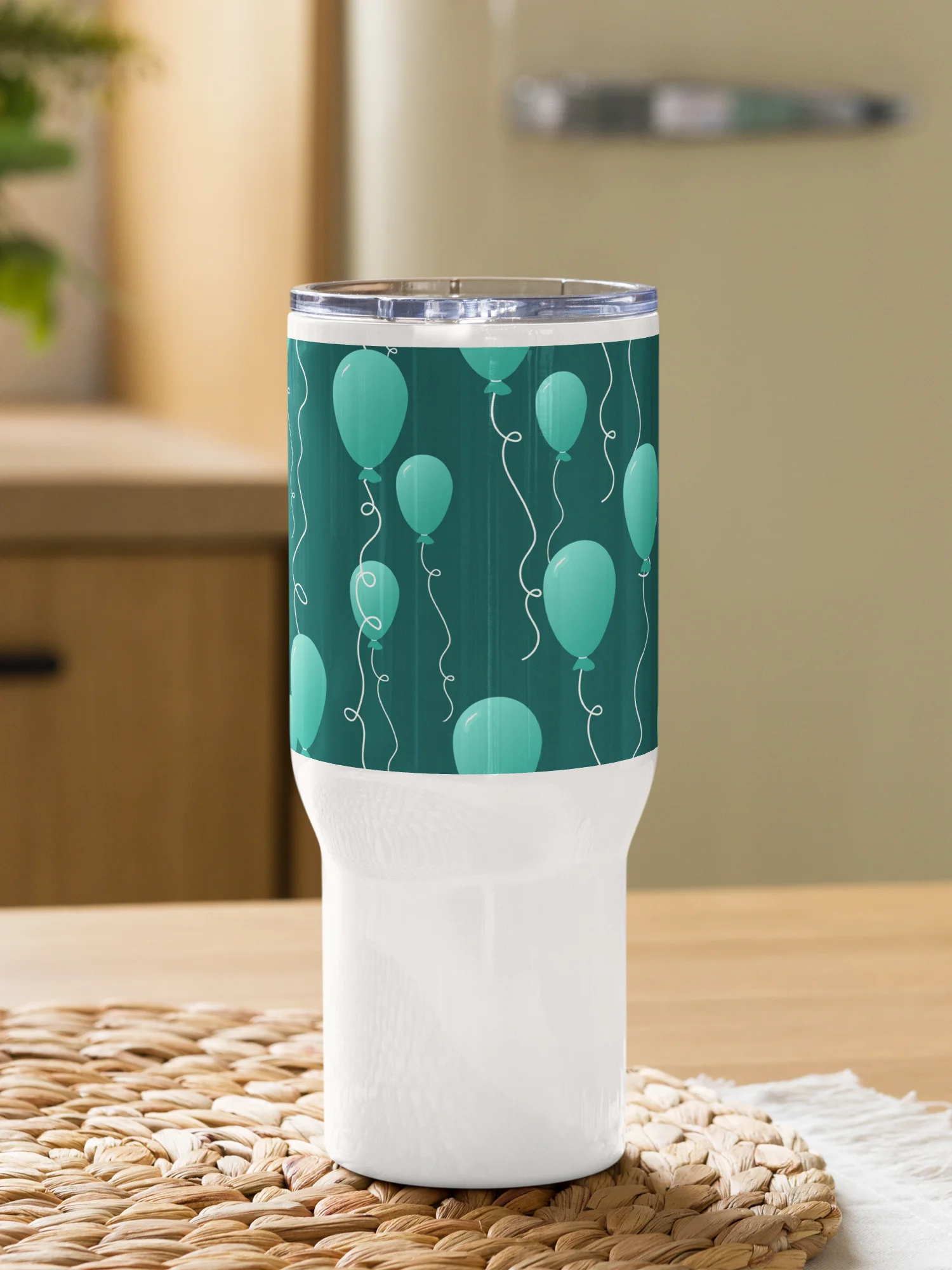 Party Time! Teal Balloon Stainless Steel Travel Mug with Handle product image (11)
