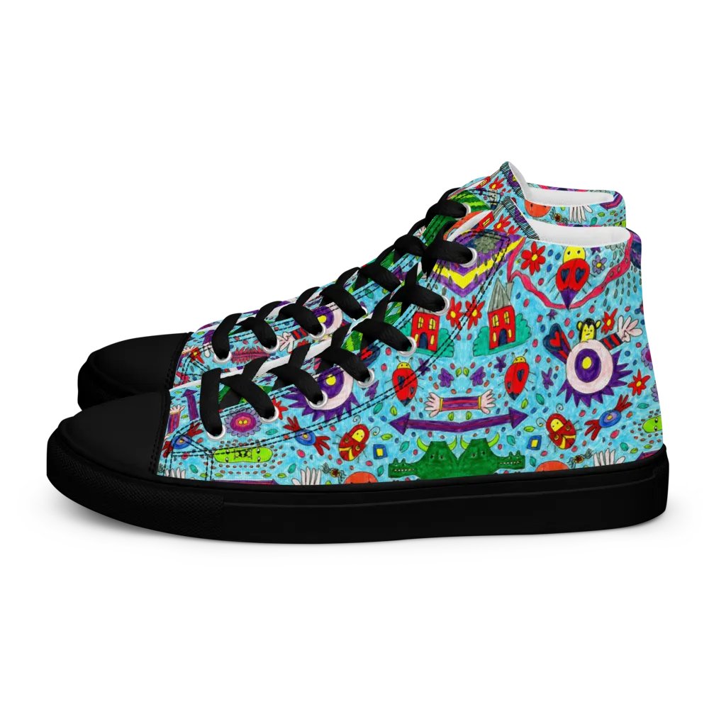 Abstract Doodle Characters Ladies High Top Canvas Shoes product image (6)
