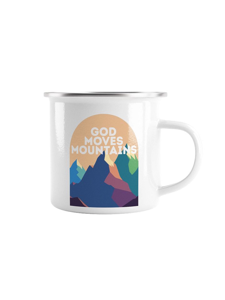 God Moves Mountain Enamel Camping Mug product image (1)