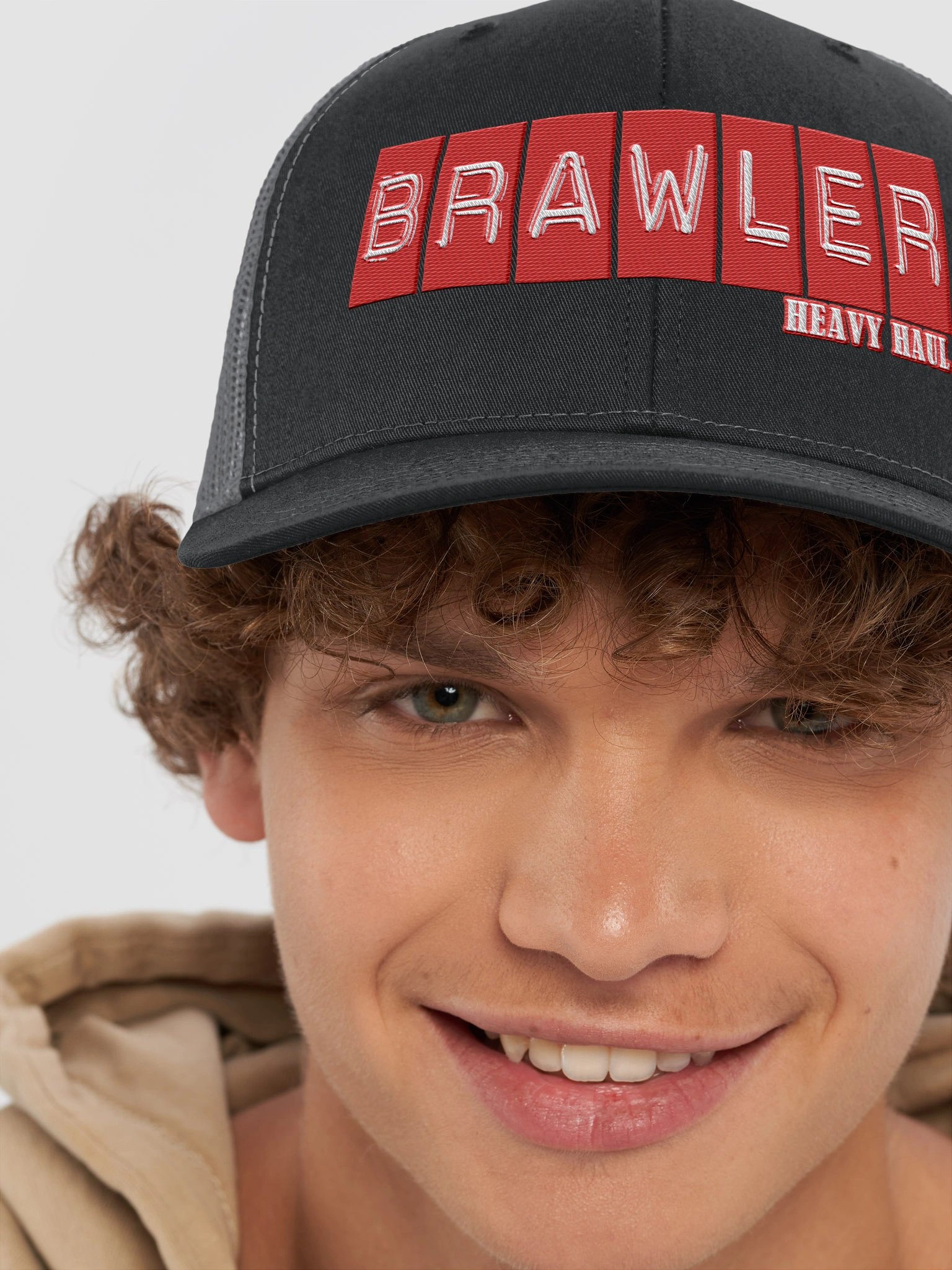 BRAWLER DYMO TEXT TRUCKER HAT product image (50)