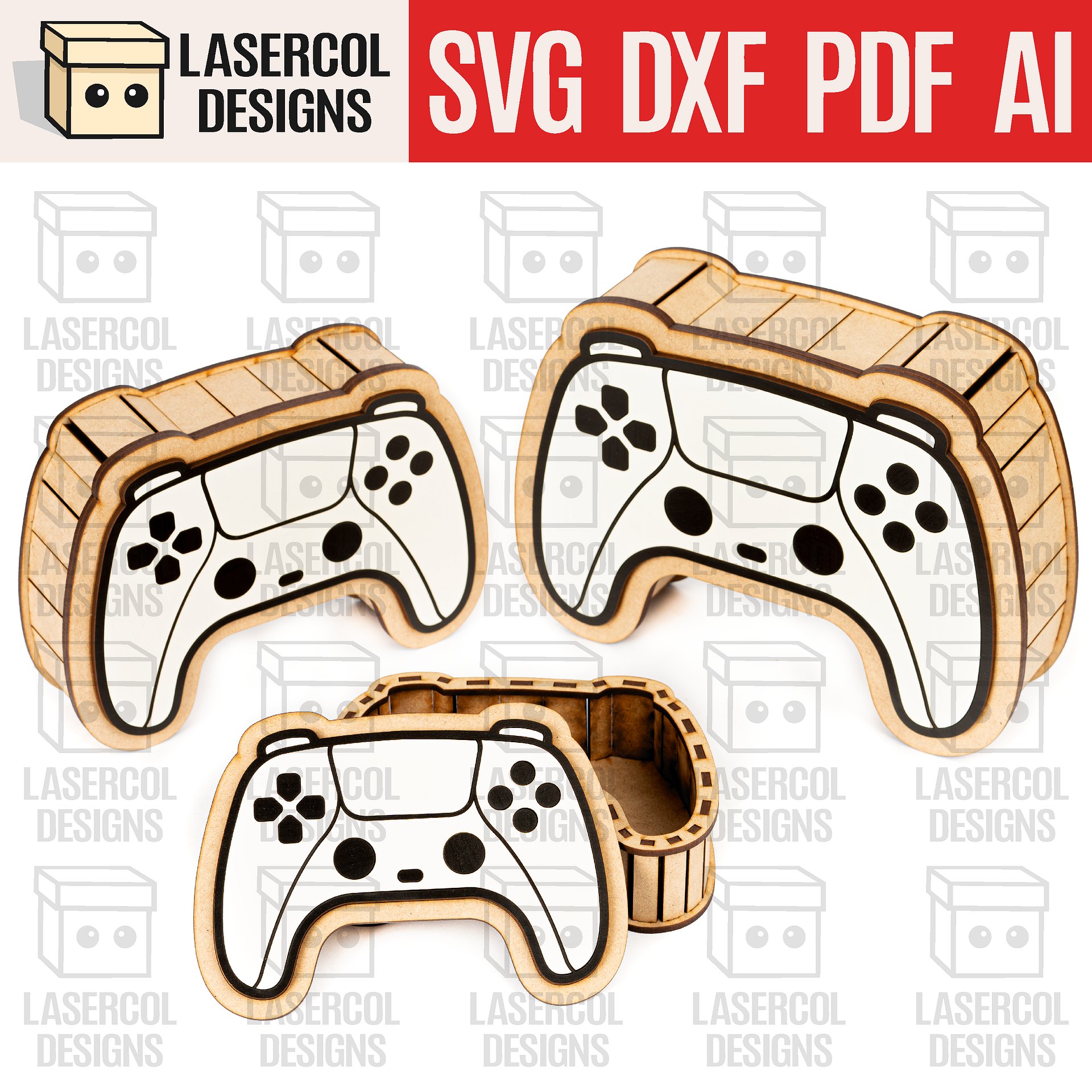 Controller Shaped Boxes Set 1 (3 Sizes) - Laser Cut Files product image (1)