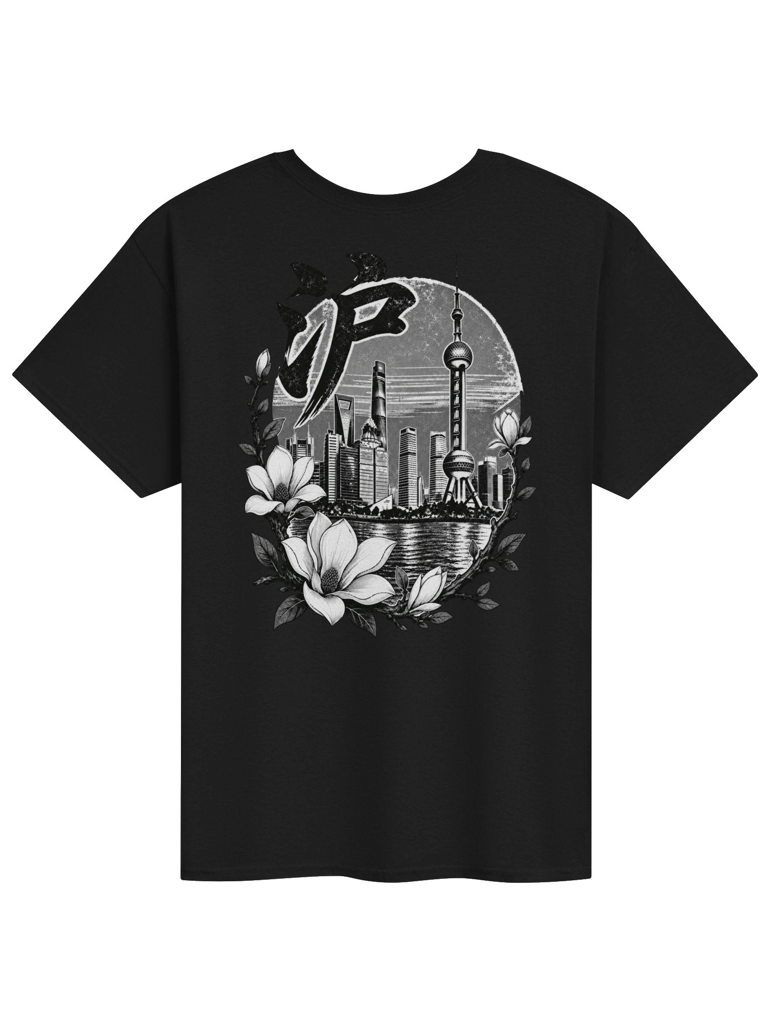 Shanghai Skyline Tee | Vintage Black & White Design | Heavyweight T-Shirt product image (31)