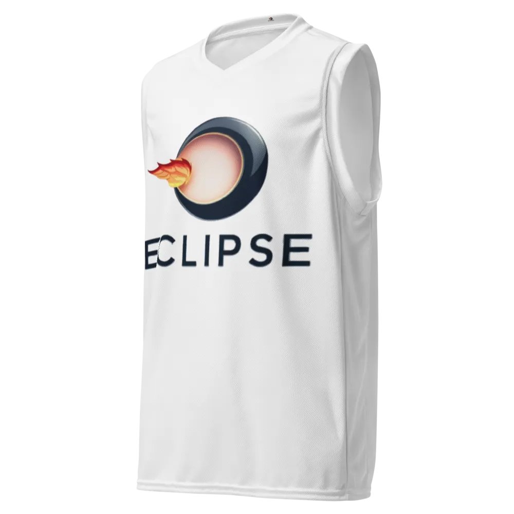Eclipse Recycled Unisex Basketball Jersey - White with Bold Flame Design product image (1)
