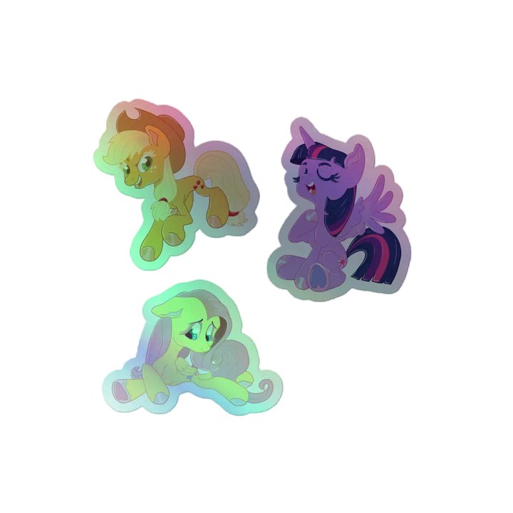 Applejack, Twiglight, Fluttershy holographic stickers product image (2)