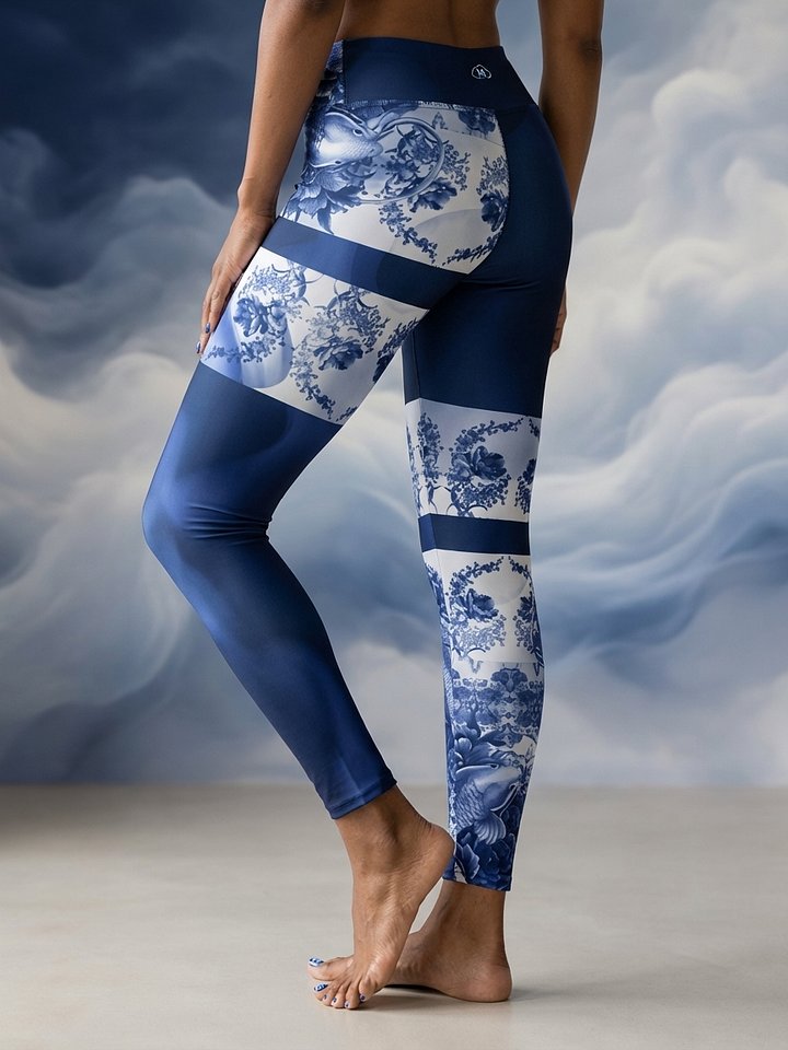Koi and Mist-Porcelain yoga leggings product image (2)