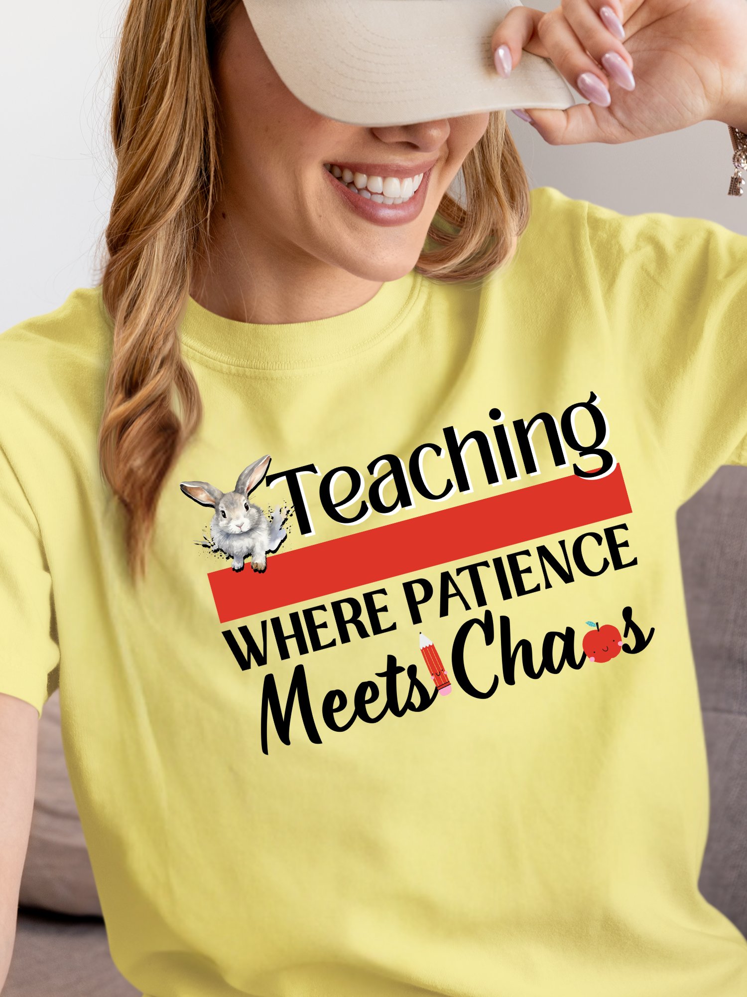 Bunny Teaching Where Patience Meets Chaos, Teachers Comfort Colors T-shirt product image (41)