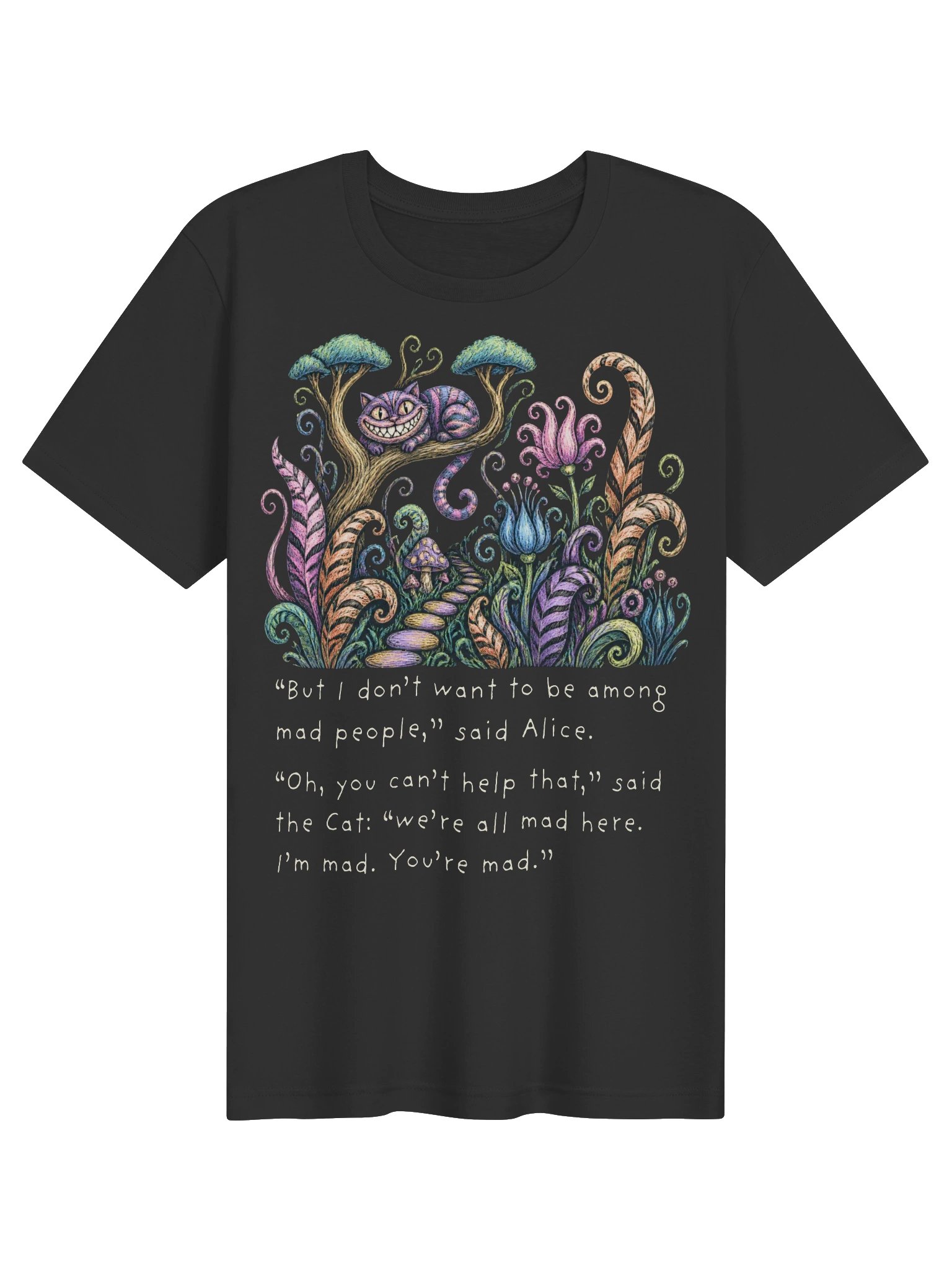 We're All Mad Here Shirt, Cheshire Cat Quote Tee, Alice in Wonderland Graphic product image (2)