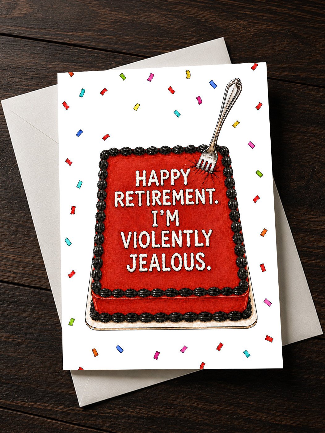 HAPPY RETIREMENT, I'M VIOLENTLY JEALOUS Funny Coworker Retiring Card product image (1)