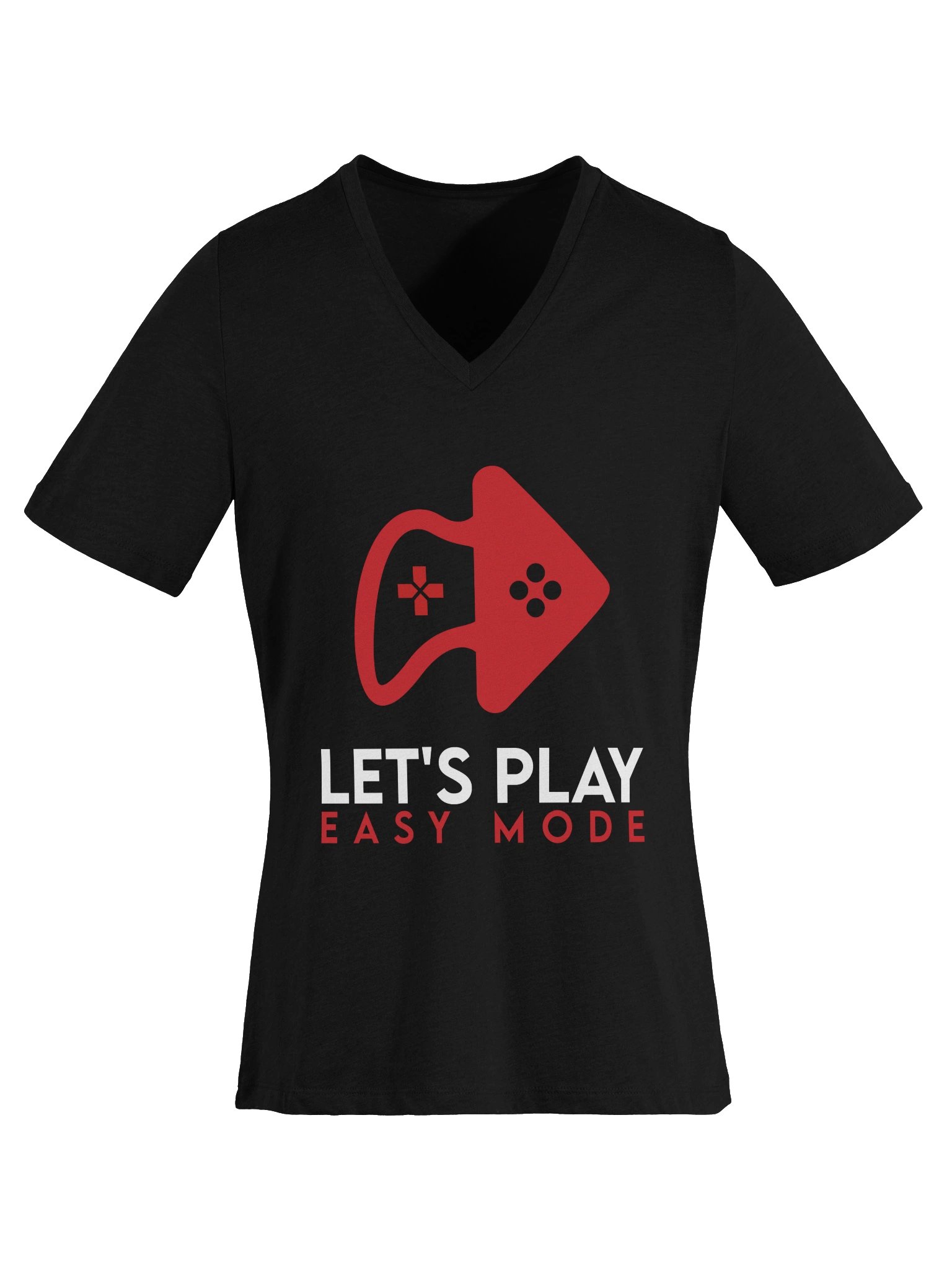 Let’s Play Easy Mode Women’s Relaxed V-Neck Tee – Black product image (8)