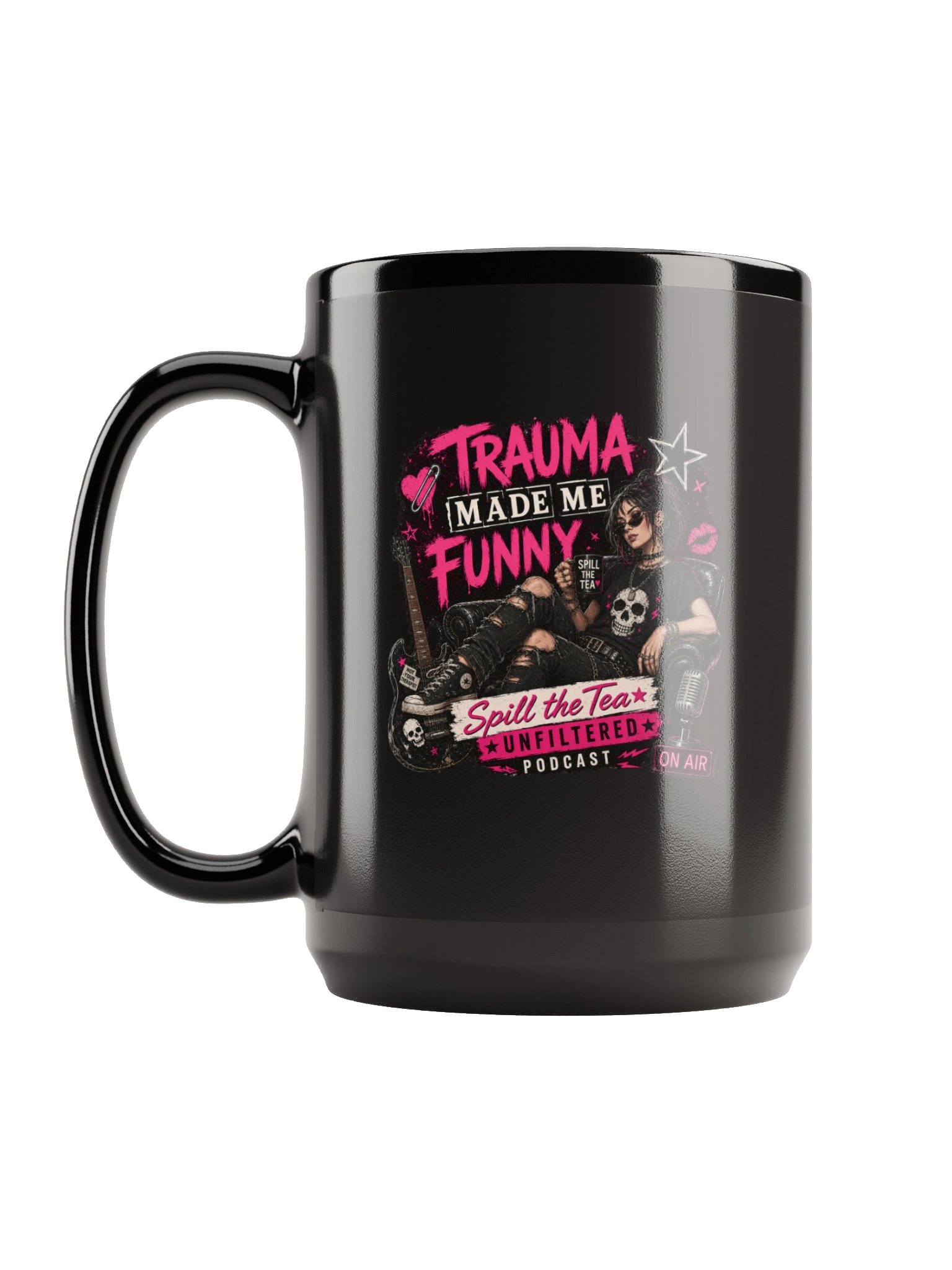 Trauma Made Me Funny Black Mug product image (1)