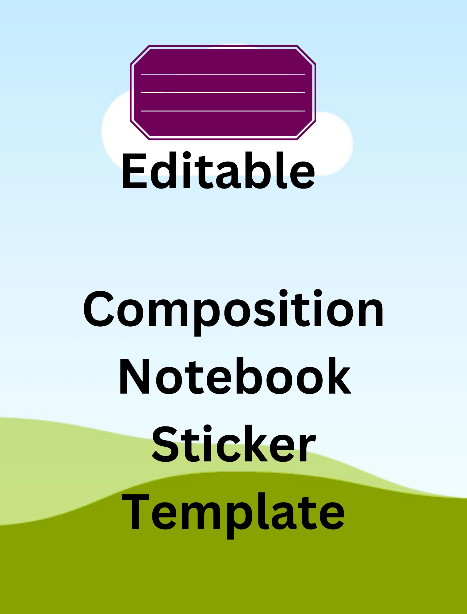Editable Template - Composition Notebook Cover product image (2)