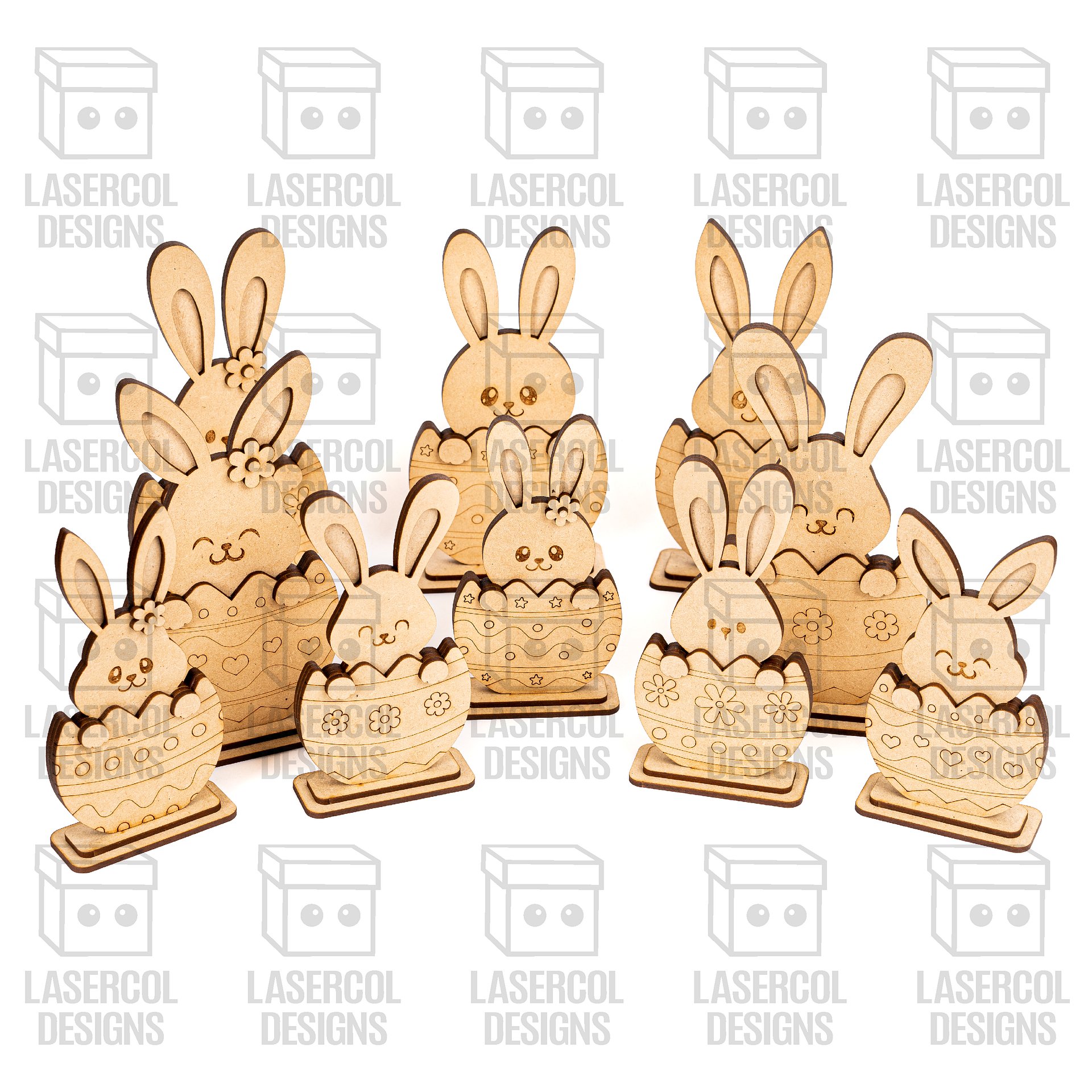 Easter Bunny Eggs Set (2 Sizes, 5 Styles) - Laser Cut Files product image (9)