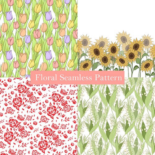 Some #FloralPatterns I've done so I could sell at Patron of the Arts back at February. I accept commissions btw!

 #seamless ...