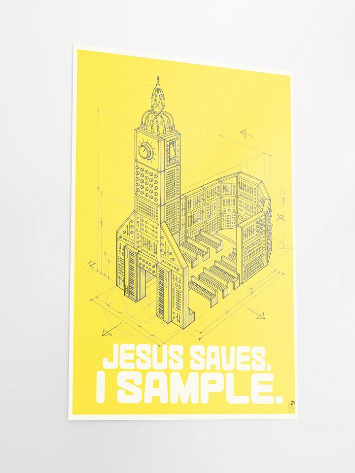 JESUS SAVES. I SAMPLE, by Frank Fonik, Techno EDM Matte Paper Poster product image (1)