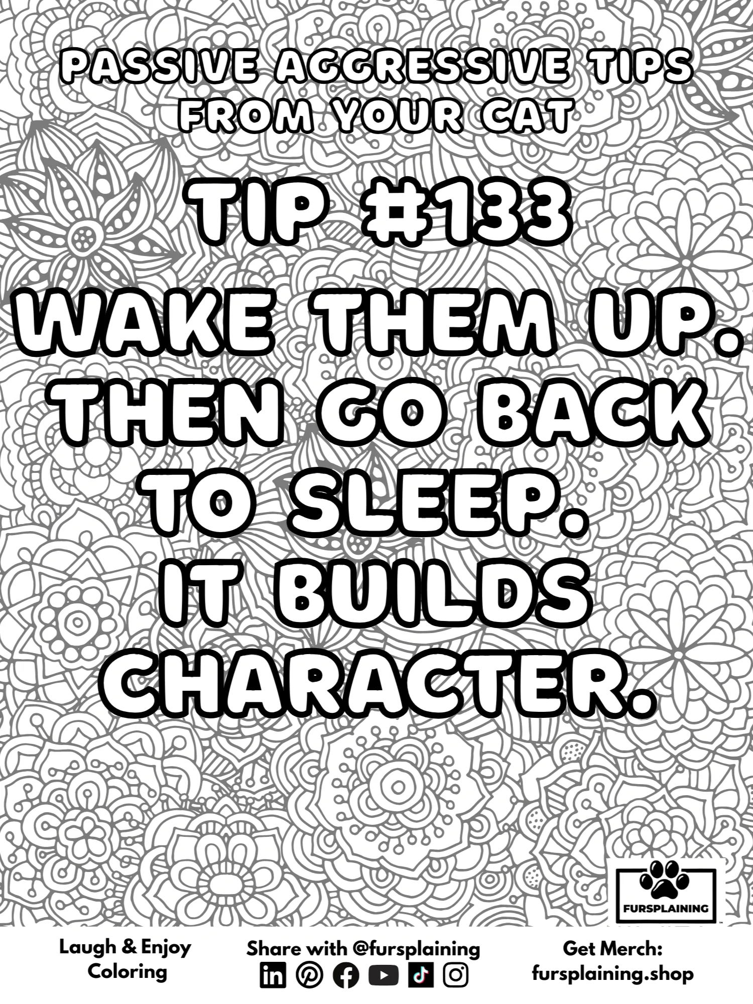 #133 Passive Aggressive Tips from Your Cat – Free Coloring Page product image (1)