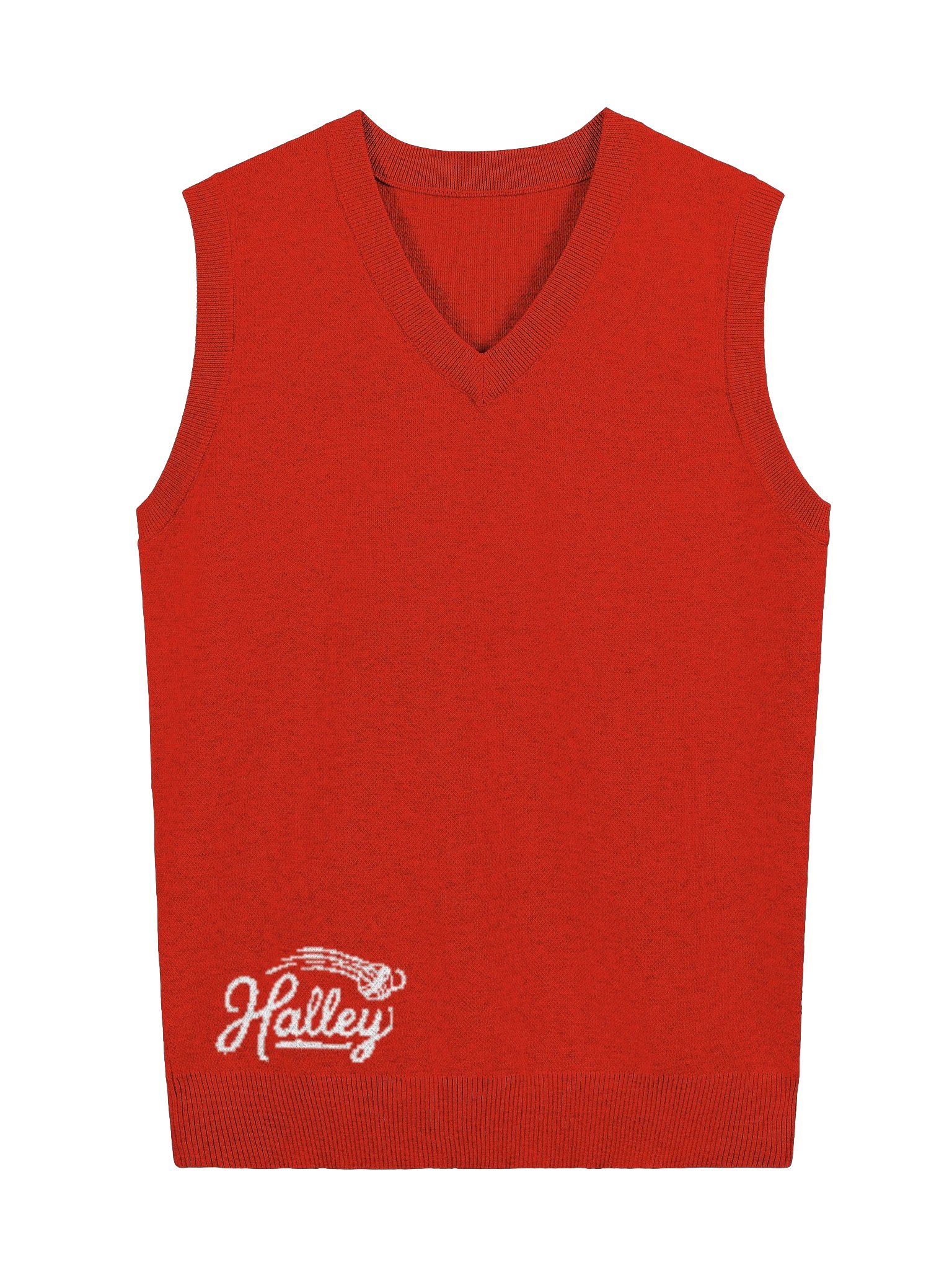 Red Knitted V-Neck Vest product image (2)