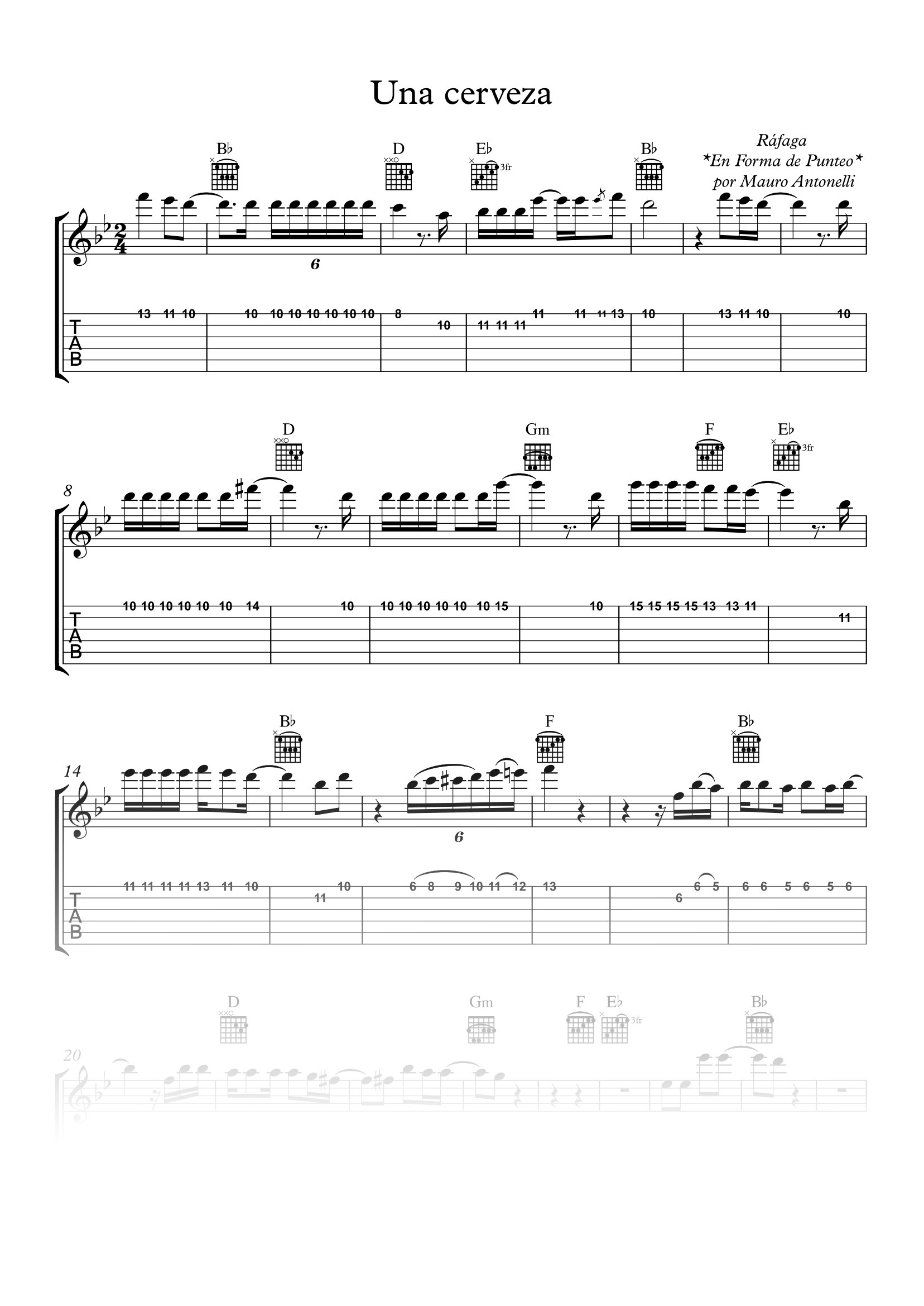 Una cerveza - Partitura + Tabs + Acordes + Pista product image (1)