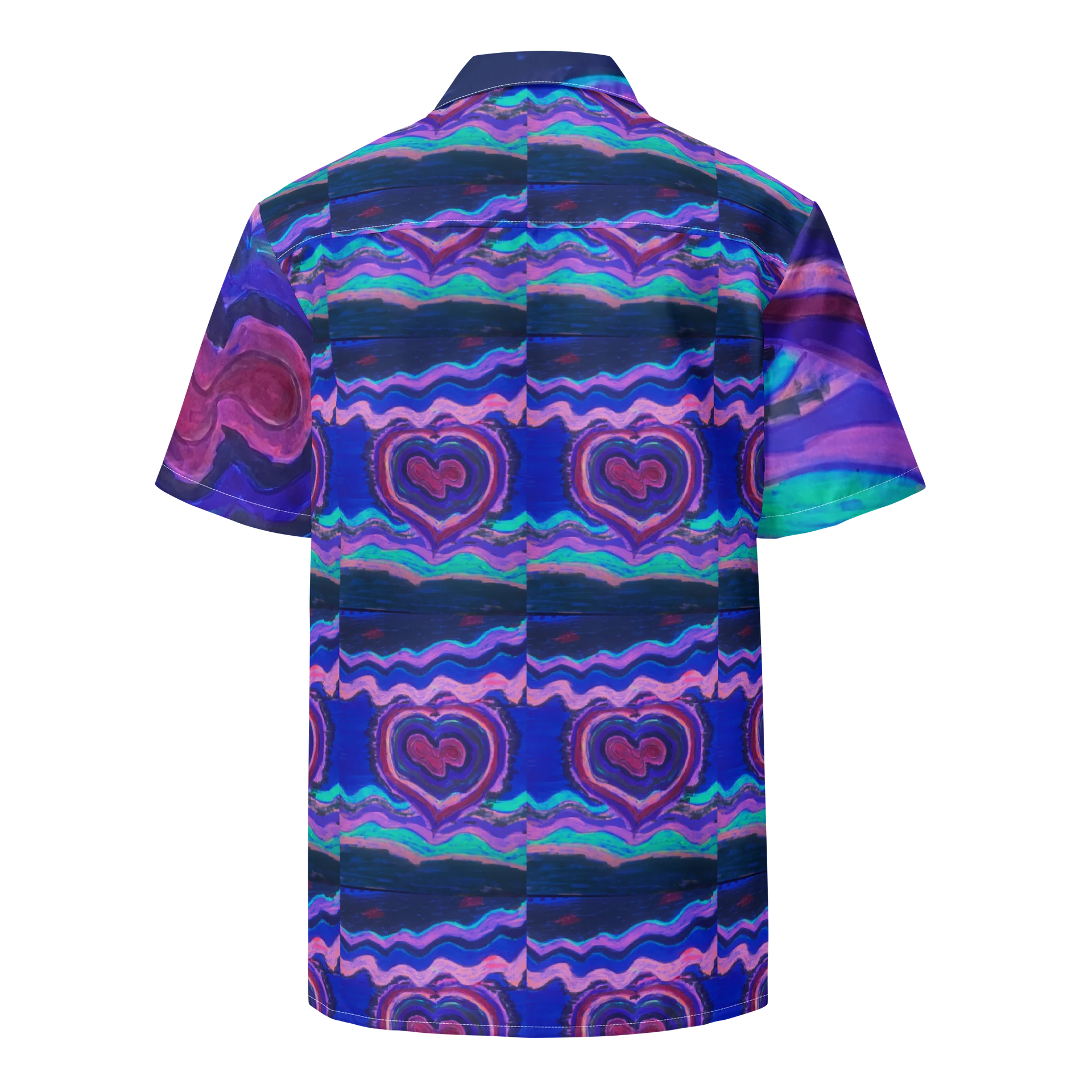Purple Wave Heart Hawaiian Shirt product image (2)