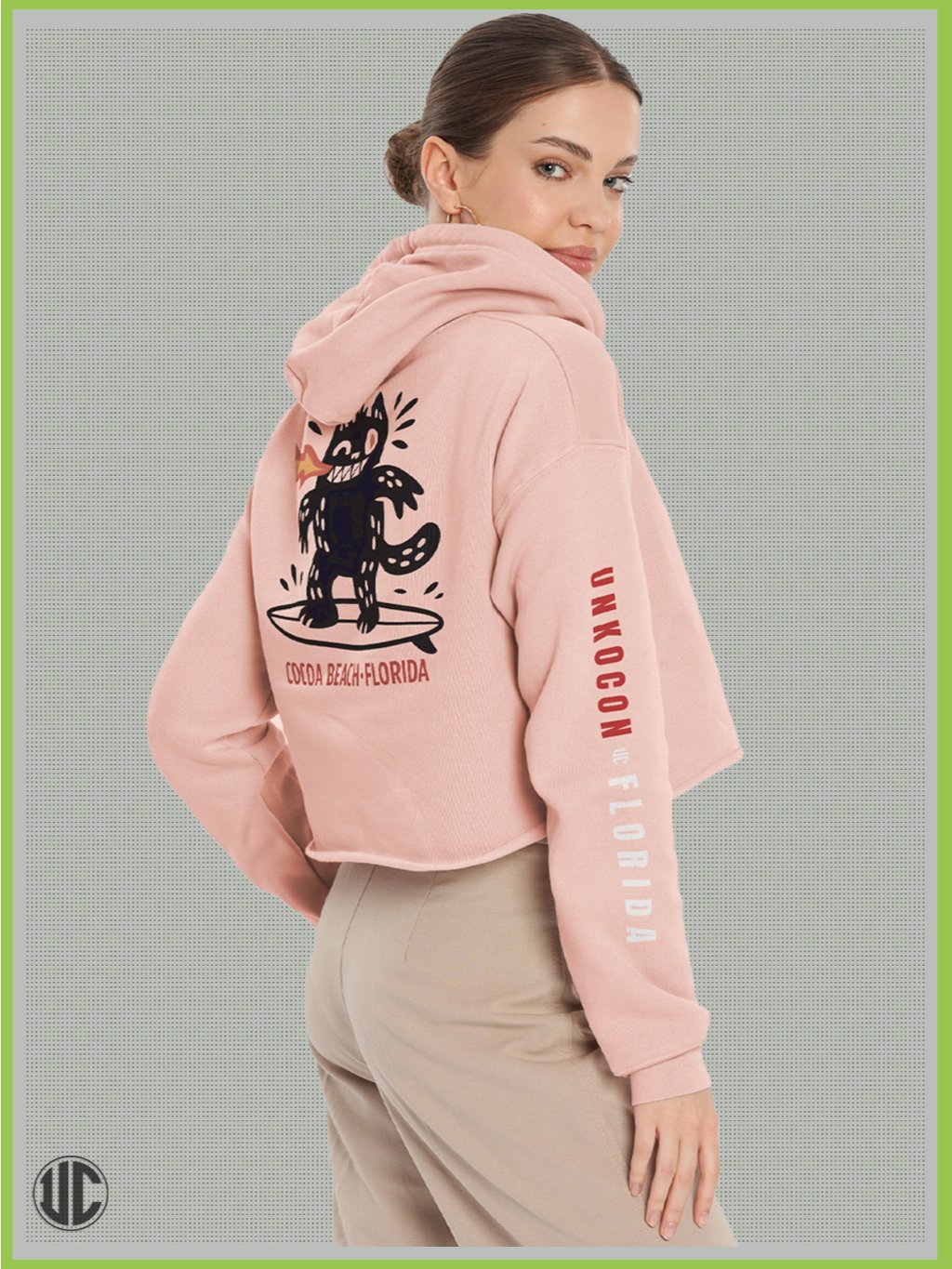 Cocoa Beach Crop Hoodie for Women – Cute Surf Graphic, Streetwear Fit, Soft Cotton Pullover product image (5)