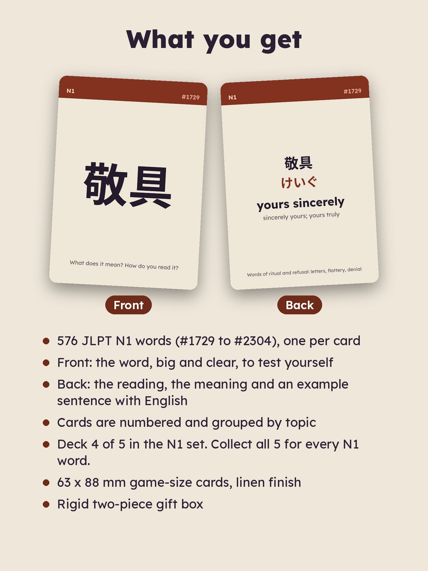 Japanese Flash Cards: JLPT N1 Vocabulary Deck 4 of 5, Words 1729 to 2304 (zombie.cat) product image (2)