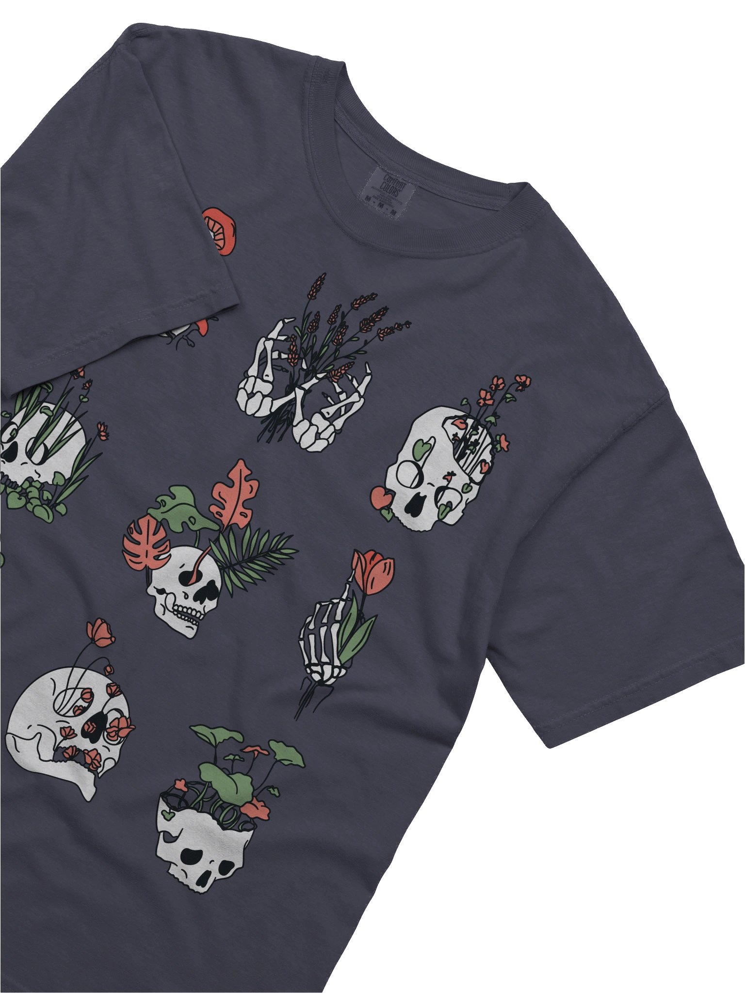 Botanical Skull Shirt – Floral Skeleton Aesthetic Graphic Tee, Gothic Nature Illustration product image (22)