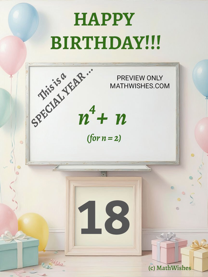 18th Birthday Card - Algebra Equation product image (1)