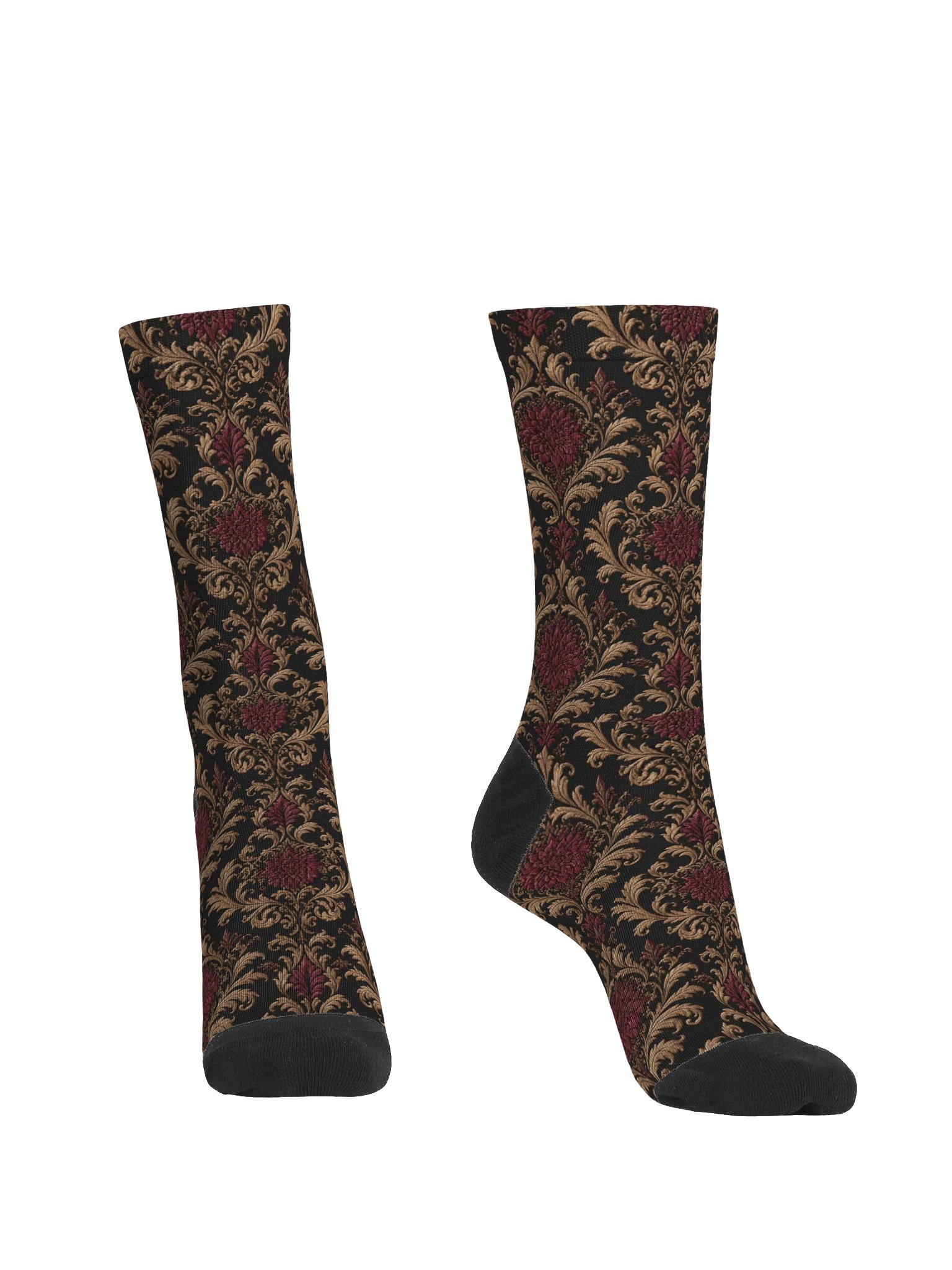 Black & Bordeaux Damask Socks product image (2)
