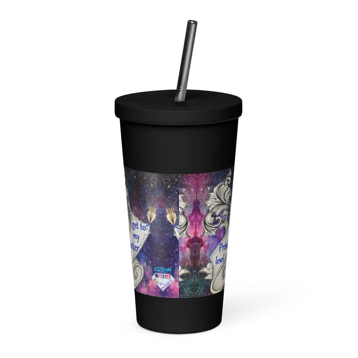 Isolierbecher mit Strohhalm, get to my Printer level Motiv product image (2)