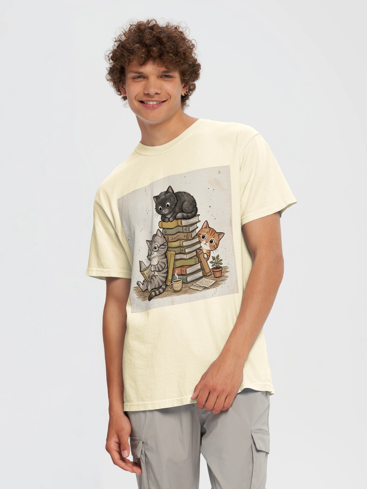 Cute Cat Reading Book T-Shirt | Vintage Book Lover & Cat Lover Shirt product image (9)