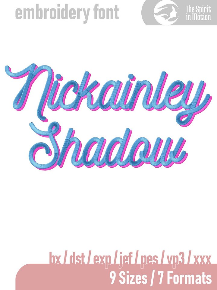 Nickainley Shadow Script Embroidery Font | BX, PES, DST, JEF product image (1)