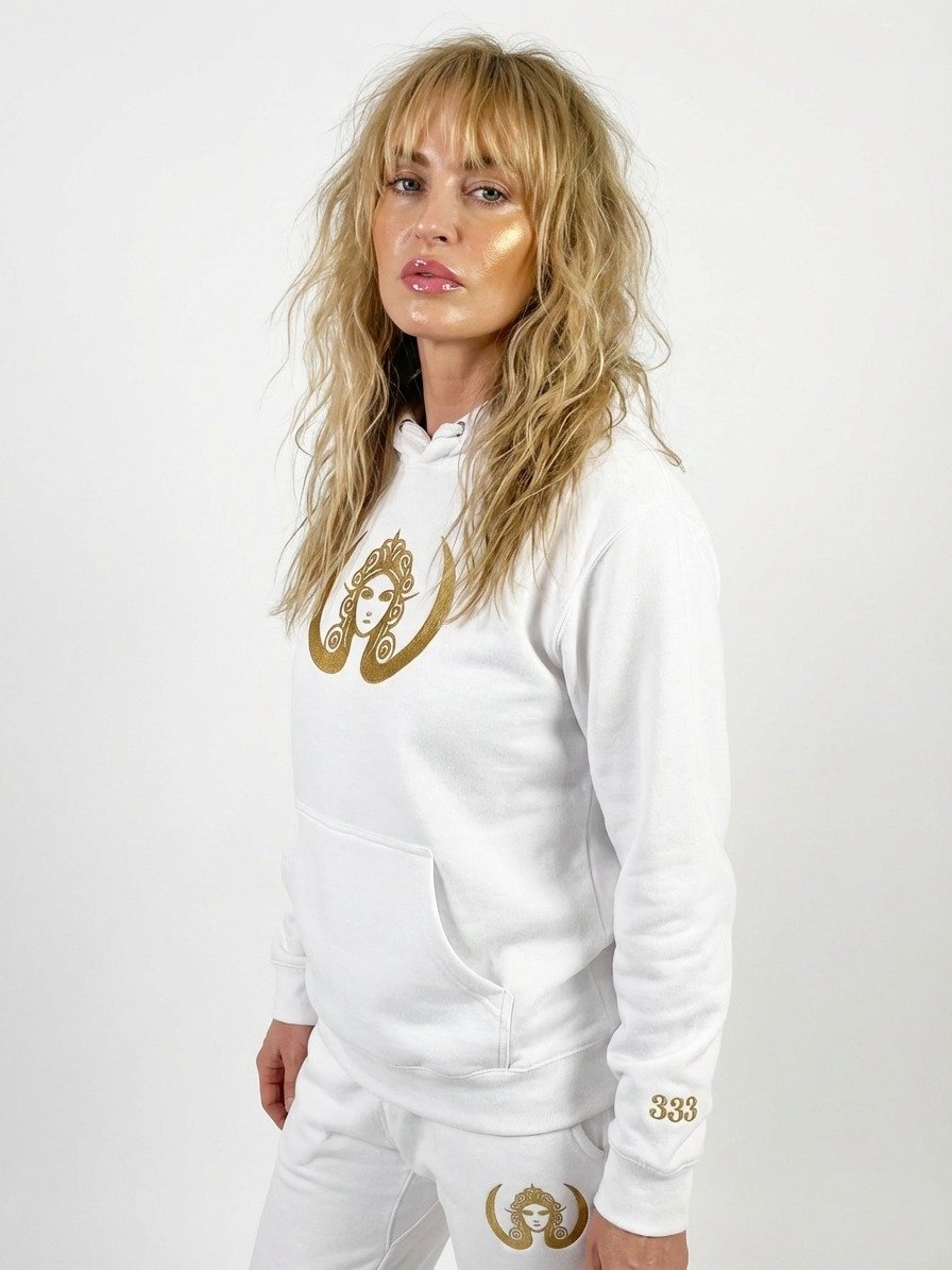 CIRCEMOON Divin Sacre Nombre 333 Hoodie, unisex, white product image (1)