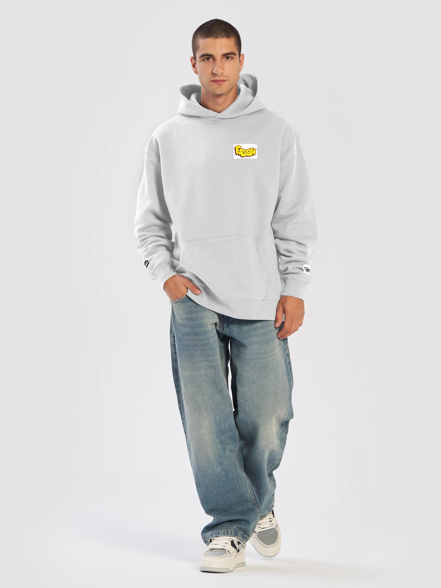 White High Quality Thick Warm fresh hoodie! Embroidered! product image (5)