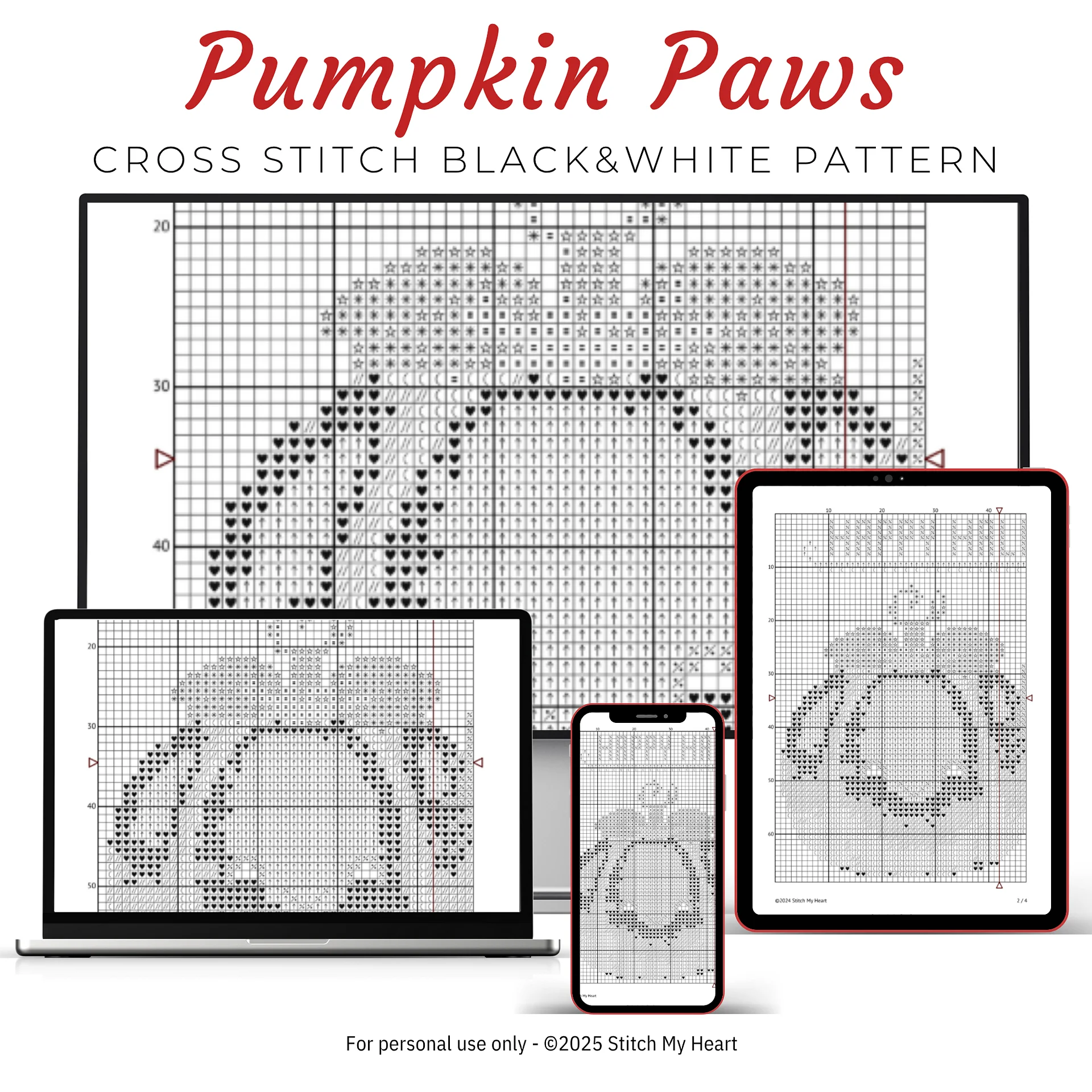 Pumpkin & Paws Cross Stitch Pattern product image (4)