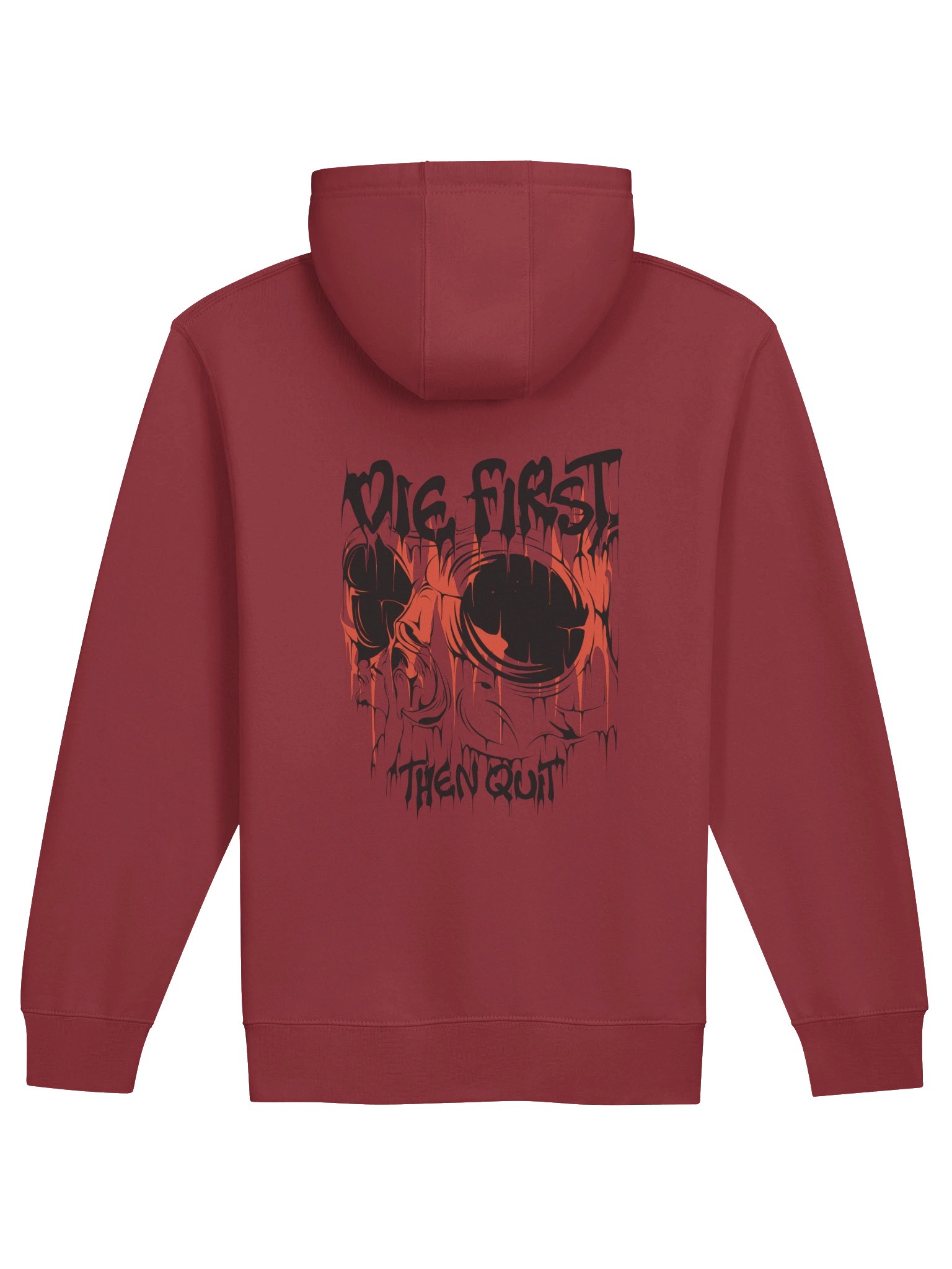 "Die First, Then Quit" Hoodie – Dark Red Motivational Graphic Pullover product image (2)