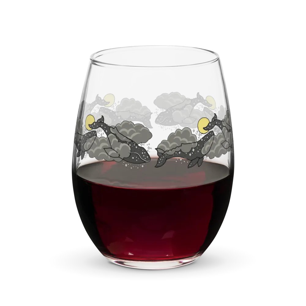 starry gray whale night sky stemless wine glass product image (3)